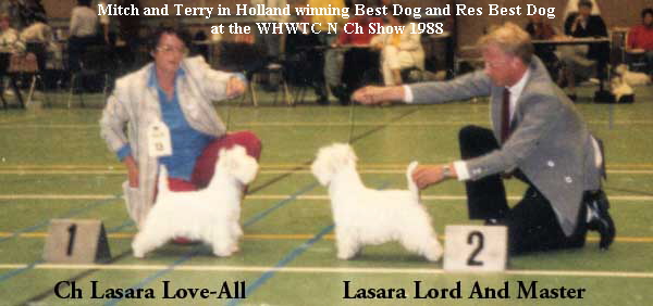 Mitch and Terry in Holland winning Best Dog and Res Best Dog





 at the WHWTC N Ch Show 1988